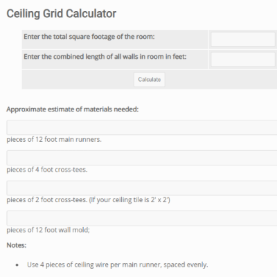 Ceiling Grid Calculator Isc Building Materials